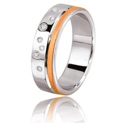 Alliance Diamants Tana 0.10ct Large De 6 Mm Or Blanc Et Rose 2 Ors - 0.1 Ct - Eternelle - 70050010GR