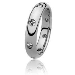 Alliance Jonc Parisien -or Blanc- 4 M Sertie De Diamants 0. Ct Or Blanc - 0.35 Ct - Margot - AMIJP4G7BT