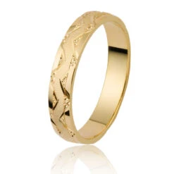 Alliance Orest En Or 9 Carats En Or Jaune Large De 3 Mm-Ariella- 1746u-9ct