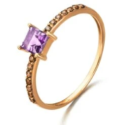 Bague Améthyste Et Diamants Brun - Lecarré - Cecilia - GA016OR