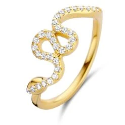 Bague Argent Plaqué Or Sertie De Zirconium Forme Serpent - Naiomy Silver - Femme - Annabelle - B1D10