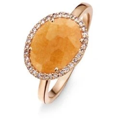 Bague Avanturine Orange Et Diamants Bruns - One More - Stomboli 0.13 Ct - Stromboli 052780H3