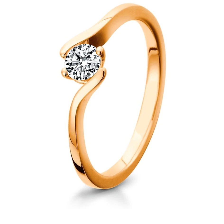 Bague Fiancaille Or Rose En Or Rose Diamant De 0.10 Ct - Mathilda