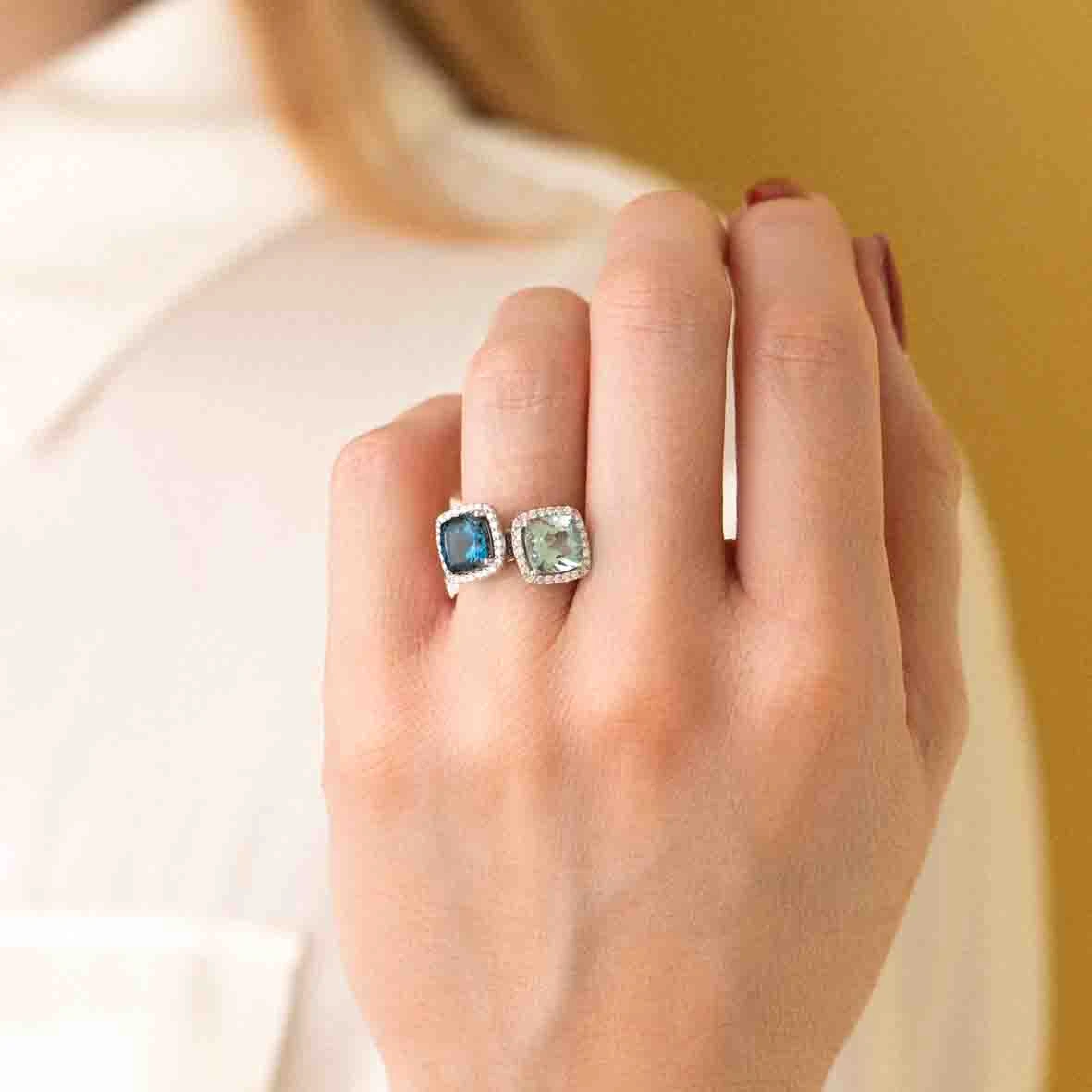 Bague Prasiolite Et Diamants One More - Etna 0.1 Ct - Etna 050452YA – Image 5