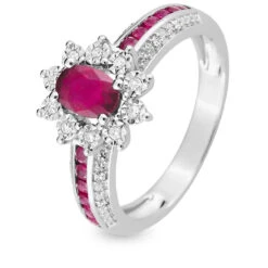 Bague Rubis Diamant Or 18 Ct - 750/1000 - Geneva - MAB04GRB4