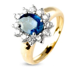 Bague Saphir De 2 Carats Sertie De Diamants 0.60 Ct En Or Jaune Diamant Fanny -7936-SA