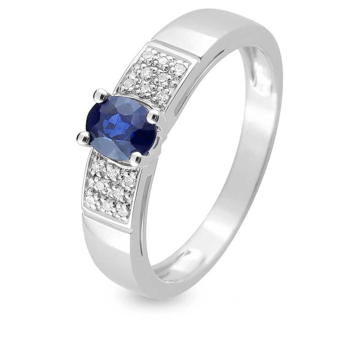 Bague Saphir En Or Blanc Diamant Mahea -MZB14GSB4