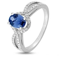 Bague Saphir En Or Blanc Diamant Mereana -7VN096GSB