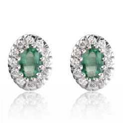 Boucles D'oreille émeraude Diamant Or Blanc Ysaline-BO01367EM