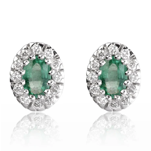 Boucles D'oreille émeraude Diamant Or Blanc Ysaline-BO01367EM