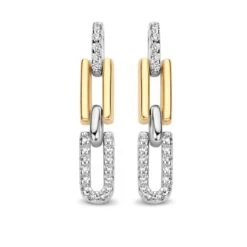 Boucles D'oreilles Argent Et Plaqué Or Zirconium - Naiomy Silver - Femme - Krystina - N3X61