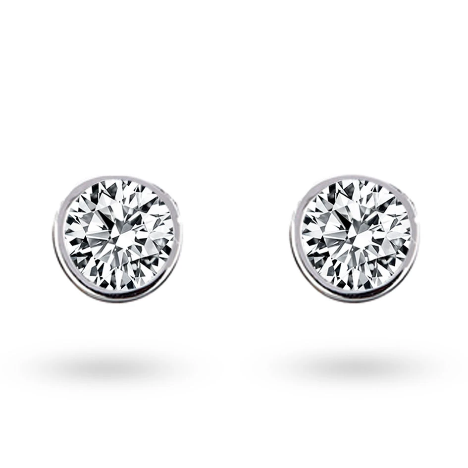 Boucles D'oreilles Diamants Sertie Clos Système Alpa 0.4 Ct Et Or 18 Ct - 750/1000 Sofia - E2628FMPWA602