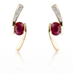 Boucles D'oreilles Rubis Diamant Merveille - BO01397RU