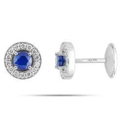 Boucles D'oreilles Saphir Diamant Or Blanc Hinata - 2.6033.S1