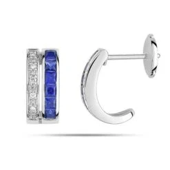 Boucles D'oreilles Saphir Diamant Or Blanc Rolianne - 2.6068.S1