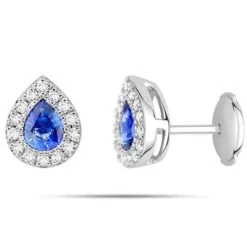 Boucles D'oreilles Saphir Diamant Or Blanc Sayaka - 2.6060.S1