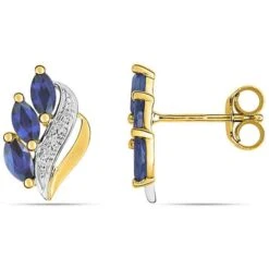 Boucles D'Oreilles Saphir Or Jaune Eloïse - 28PF12BS