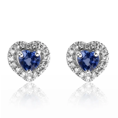Boucles D'oreilles Saphirs Diamant Or Blanc Salina - BO01444
