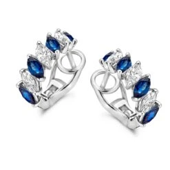 Boucles D'Oreilles Saphirs Et Diamants Or Blanc Monica - 066971SA