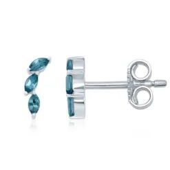 Boucles D'oreilles Topaze London Blue Topaze Bleue London Blue Or Jaune Et Or Blanc Kélia - BOKC01