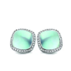 Boucles D'oreilles Topaze Sky Blue Sur Nacre - Amiata 054286TA