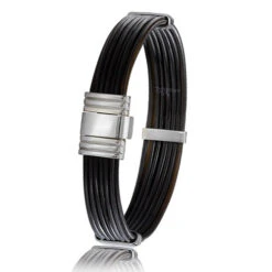 Bracelet Albanu Poils D'éléphant Fermoir Or Blanc Et Acier En Poils D'éléphant Or Acier 12g - 13 Mm Ambre - 699ELTTORblanc