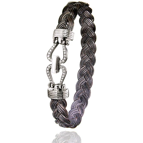 Bracelet Albanu Poils D'éléphant Fermoir Or Et Diamant En Poils D'éléphant Or Et Diamant 11g - Poerava - 730DTELORblanc