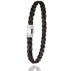 Bracelet Albanu Poils D'éléphant Tressé Fermoir Or Et Acier En Poils D'éléphant Or Acier 5g - Saturne - 615TELORblanc