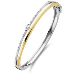 Bracelet Argent Plaqué Or 18 Carats Serti De Zirconium - Naiomy Silver - Femme - Chrystel - B1K08