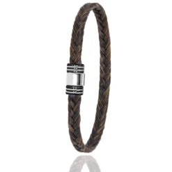 Bracelet Crin De Cheval Fermoir Acier PVD Et Or En Crin De Cheval PVD Et Or 0.42g Alessia -613NCHMORblanc