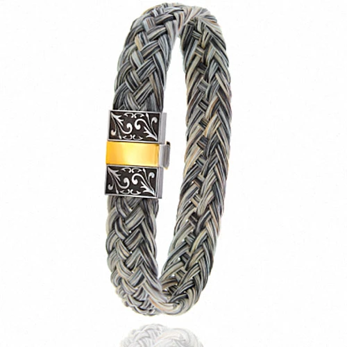 Bracelet Crin De Cheval Fermoir En Acier Et Or En Crin De Cheval, Acier Et Or 0.45g Rosalina -604-2CHGCGRorjaune