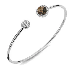 Bracelet Diamants Et Quartz Fumé - Etna -S56591VA
