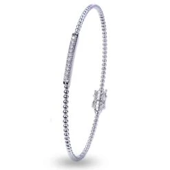Bracelet Diamants Jonc 0.15 Ct G-VS En Or Blanc - - BR18718
