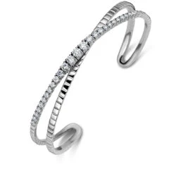 Bracelet Jonc Diamants 1.34 Ct G-VS En Or Blanc - Cordélia - 061504A