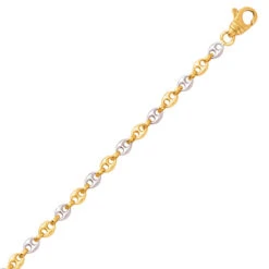 Chaine En Or Grain De Café 3.2 Mm Bicolore 8.89g Mahély