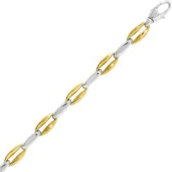 Chaine En Or Jaune Et Blanc Fantaisie 5mm 16.8g Lara - 7308G