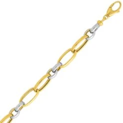 Chaine En Or Jaune Et Blanc Fantaisie 6mm 12.85g Flavie - 7231G