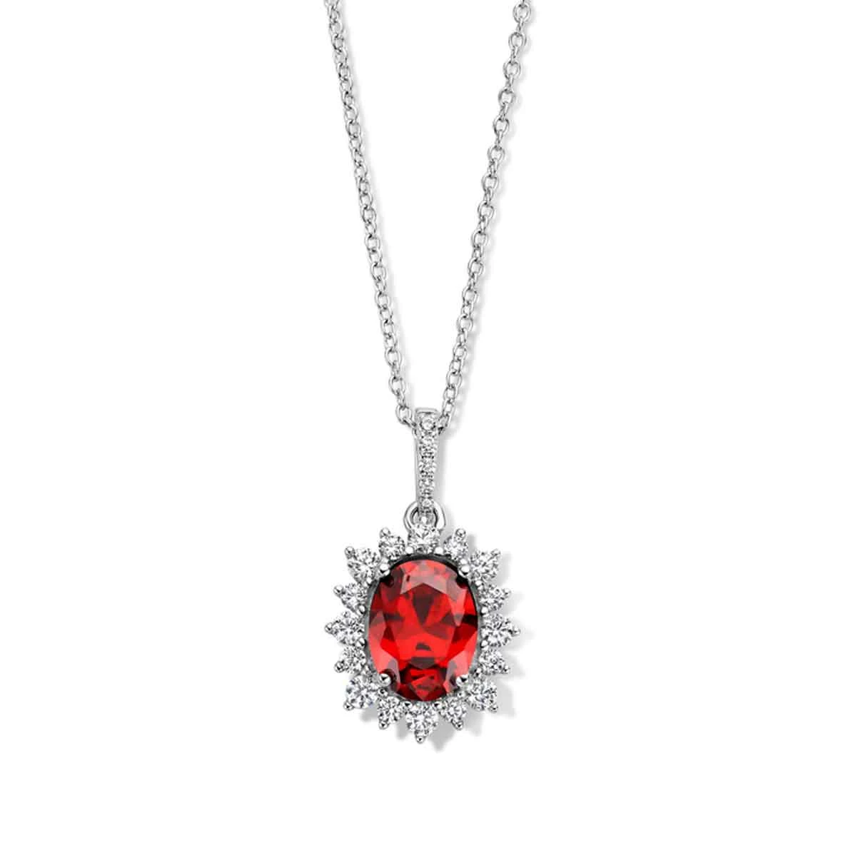 Chaîne Et Pendentif Argent Avec Zirconium Rouge Et Blanc - Naiomy Silver - Femme - Alys - N3U58