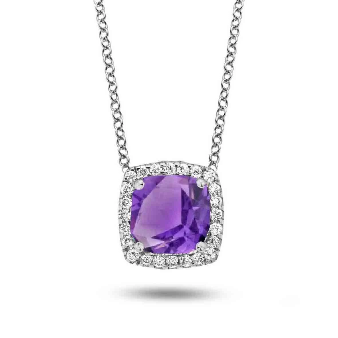 Collier Amethyste Diamant 0.1 Ct One More Etna 050453BA