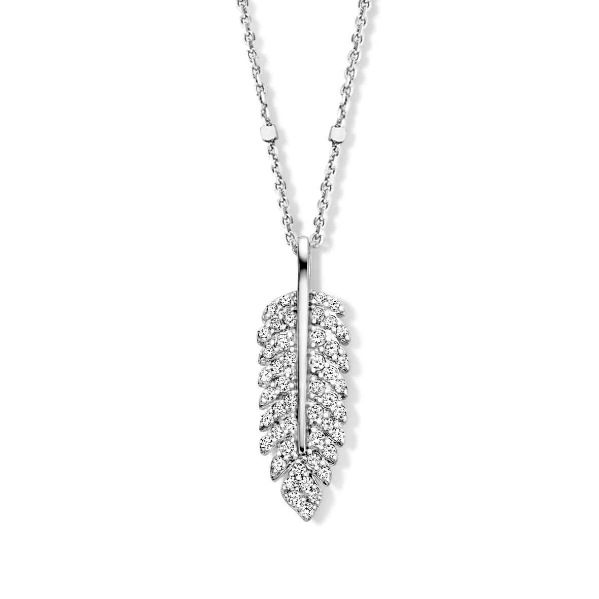 Collier Argent Feuille Serti De Zirconium - Naiomy Silver - Femme - Océana - B1E02