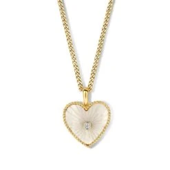 Collier Argent Plaqué Or - Coeur Nacre Serti De Zirconium - Naiomy Silver - Femme - Enchantée - B2L64