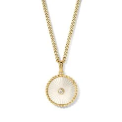 Collier Argent Plaqué Or - Motif Rond Nacre Serti De Zirconium - Naiomy Silver - Femme - Matahina - B2L63