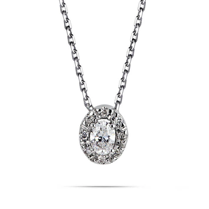 Collier Diamant Ovale 0.10 Ct Or Blanc 1.5g - P4248FMPWACK0