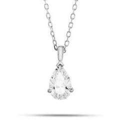 Collier Diamant Poire 0.20 Ct Or Blanc G - P4005