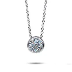 Collier Diamant Solitaire 0.20 Ct - Serti Clos 0.20 Ct Or Blanc 2.1g Poerava - 4B6666