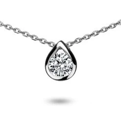 Collier Diamant Solitaire 0.40 Ct 0.40 Ct Or Blanc 2.2g Fiona - 82024-0.40