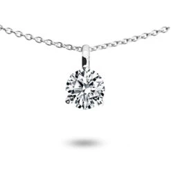 Collier Diamant Solitaire 0.40 Ct 0.43 Ct Or Blanc 1.4g Ambellina - P3035FMPWAC60