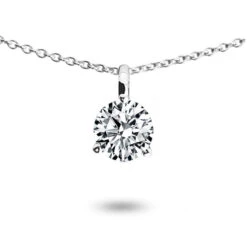 Collier Diamant Solitaire 0.50 Ct 0.52 Ct Or Blanc 1.4g Bonheur - P2947FMPWAC60