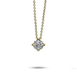 Collier Diamant Solitaire - 4 Griffes 0.10 Ct Or Jaune 1.3g Hannah - 4D269