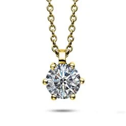 Collier Diamant Solitaire - 6 Griffes 0.50 Ct Or Jaune 1.78g Anaïs - 4D398